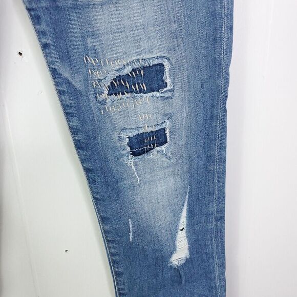 Flying Monkey Jeans Womens 25 Patchwork Skinny Asymmetrical Raw Hem Distressed - Picture 4 of 12